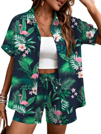 Navy Green Leaves
