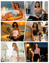 LOMON Summer Tube Tops for Women 2026 Y2k Sexy Going Out Crop Strapless Sleeveless Basic Fitted Bandeau Tank Top