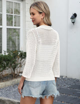 LOMON Shrug Cardigan for Women 3/4 Sleeve Casual Openwork Knit Sweater Tops Spring