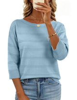 LOMON Womens Sweaters Casual Boat Neck 3/4 Sleeve Lightweight Knit Trendy Pullover Sweater Summer Tops S-XL