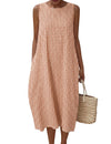 LOMON Summer Dresses for Women Cotton Casual Maxi Dress Beach Vacation Long Sundresses Plaid Striped with Pockets