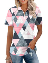 LOMON Womens Golf Polo Shirts Summer Short Sleeve 1/4 Zip Tops Moisture Wicking Casual Tennis Activewear with Pockets