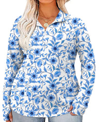 White Blue Floral