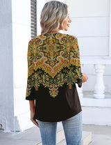 Lomon Women's V Neck T Shirts 3/4 Sleeve Blouse Summer Tops Dressy Casual Basic Tees