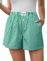 Lomon Boxer Shorts for Women Summer Gingham Pajamas 2026 Lounge Sleep Pj Plaid Shorts Y2K Beach Bottoms with Pockets