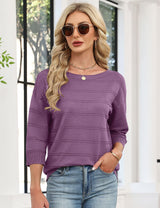 LOMON Womens Sweaters Casual Boat Neck 3/4 Sleeve Lightweight Knit Trendy Pullover Sweater Summer Tops S-XL