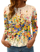 LOMON Women's 3/4 Length Sleeve Tops Crew Neck Dressy Casual Blouses Summer Tees Shirts