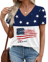 LOMON Womens Summer Tops Short Sleeve V Neck Pleated T-Shirts Loose Fit Dressy Casual Blouses S-XXL