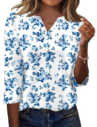 White Blue Floral