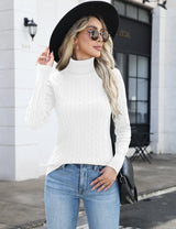 LOMON Women's Casual Turtleneck Sweaters Cable Knit Fall Long Sleeve Slim Fit Pullover Tops