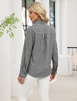 LOMON Button Down Shirts for Women Dressy Casual Long Sleeve Ruffle Blouses Office Tops Work Shirt