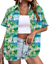 LOMON Women's Summer Hawaiian Shirts Floral Short Sleeve Button Down Shirts Hawaii Tropical Beach Tops Outfits