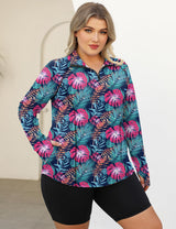 LOMON Womens Plus Size Workout Tops Long Sleeve 1/4 Zip UV Sun Protection Quick Dry Hiking Athletic Shirts Rash Guard UPF 50+