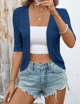 LOMON Womens Cropped Cardigan Short Sleeve Bolero Shrug Sweater Open Front Lightweight