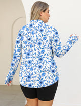LOMON Womens Plus Size Workout Tops Long Sleeve 1/4 Zip UV Sun Protection Quick Dry Hiking Athletic Shirts Rash Guard UPF 50+