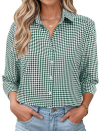 Dark Green and White Plaid