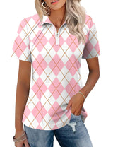 LOMON Womens Golf Polo Shirts Summer Short Sleeve 1/4 Zip Tops Moisture Wicking Casual Tennis Activewear with Pockets