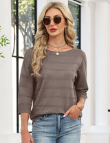 LOMON Womens Sweaters Casual Boat Neck 3/4 Sleeve Lightweight Knit Trendy Pullover Sweater Summer Tops S-XL
