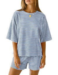 White Blue Striped