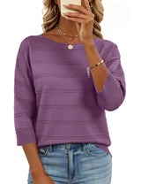 LOMON Womens Sweaters Casual Boat Neck 3/4 Sleeve Lightweight Knit Trendy Pullover Sweater Summer Tops S-XL