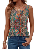 LOMON Womens Summer Tank Tops Sleeveless Shirts V Neck Casual Tee Cut Out Ring Keyhole Tanks Camisole Blouse