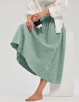 LOMON Midi Skirts for Women A-Line Cotton Flowy Maxi Skirt Boho Summer Beach Casual Elastic Waist Dress Outfit with Pockets