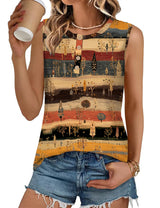LOMON Tank Top for Women Crew Neck Sleeveless Loose Fit Button Casual Tee Shirts Summer Fashion 2026 Tunic Tops Blouses