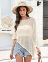 LOMON Womens Sheer Poncho Shrug Bolero Lightweight Knit Crochet Shrug Mesh Cover Up Summer 2026