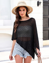 LOMON Womens Sheer Poncho Shrug Bolero Lightweight Knit Crochet Shrug Mesh Cover Up Summer 2026