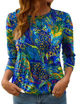 LOMON Women's 3/4 Length Sleeve Tops Crew Neck Dressy Casual Blouses Summer Tees Shirts