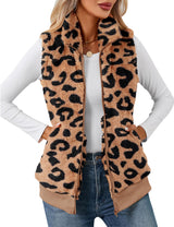 LOMON Womens Fuzzy Fleece Vest, Casual Warm Sleeveless Zip Up Sherpa Vest Jacket with Pockets for Fall/Winter