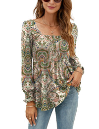 Apricot Army Green Floral