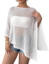 LOMON Womens Sheer Poncho Shrug Bolero Lightweight Knit Crochet Shrug Mesh Cover Up Summer 2026