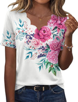 LOMON Womens Summer Tops V Neck Short Sleeve Shirts Dressy Casual Tunic Blouses Spring Fashion