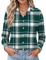 LOMON Womens Long Sleeve Button Down Shirts Casual Loose Fit Cotton Collared Blouses