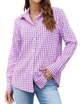 LOMON Button Down Shirt for Women Spring Summer Tops Long Sleeve Business Dressy Casual Blouses Collared Work Outfits Clothes