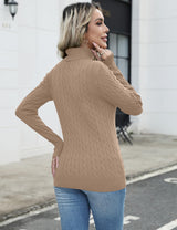LOMON Women's Casual Turtleneck Sweaters Cable Knit Fall Long Sleeve Slim Fit Pullover Tops