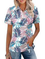 LOMON Womens Golf Polo Shirts Summer Short Sleeve 1/4 Zip Tops Moisture Wicking Casual Tennis Activewear with Pockets