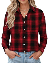 LOMON Womens Long Sleeve Button Down Shirts Casual Loose Fit Cotton Collared Blouses