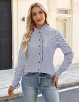 LOMON Button Down Shirts for Women Dressy Casual Long Sleeve Ruffle Blouses Office Tops Work Shirt
