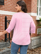LOMON Womens Plus Size Tops 3/4 Length Sleeve T Shirts Asymmetrical Neck Blouses for Women Fashion 2026