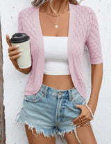 LOMON Womens Cropped Cardigan Short Sleeve Bolero Shrug Sweater Open Front Lightweight