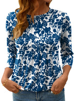 LOMON Women's 3/4 Length Sleeve Tops Crew Neck Dressy Casual Blouses Summer Tees Shirts