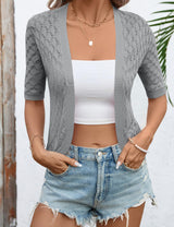 LOMON Womens Cropped Cardigan Short Sleeve Bolero Shrug Sweater Open Front Lightweight