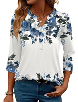 LOMON Womens Tops 3/4 Sleeve Botton Down Shirts Casual V Neck Tunic Blouses Pleated Fashion Summer Tees 2026 Trendy S-3XL