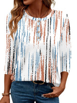 LOMON 3/4 Length Sleeve Womens Tops Dressy Casual Crewneck Pullover Tunics Summer Cute Blouses Fashion 2025 Tees Shirts