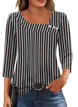 LOMON Womens 3/4 Length Sleeve T Shirts Asymmetrical Neck Tops Business Blouses for Women Fashion 2026