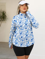 LOMON Womens Plus Size Workout Tops Long Sleeve 1/4 Zip UV Sun Protection Quick Dry Hiking Athletic Shirts Rash Guard UPF 50+