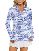 LOMON Women Long Sleeve Shirts Sun Protection 1/4 Zip Summer Quick Dry Hiking Shirts Quarter Zip Pullover for Women