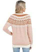 LOMON Womens Casual Lightweight Vintage Fair Isle Sweater Raglan Sleeve Crew Neck Knitted Pullover Comfy Warm Fall Tops